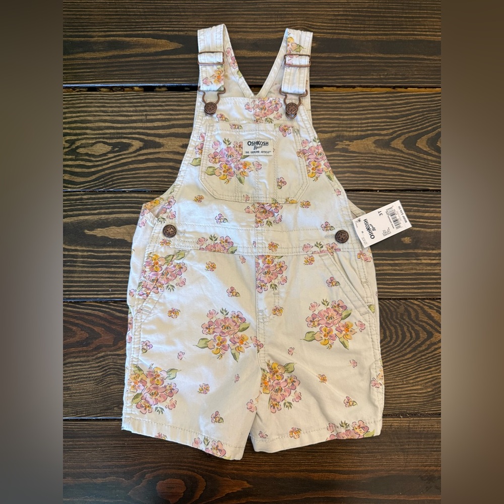OshKosh B'gosh Floral Toddler Overalls/shortalls NWT